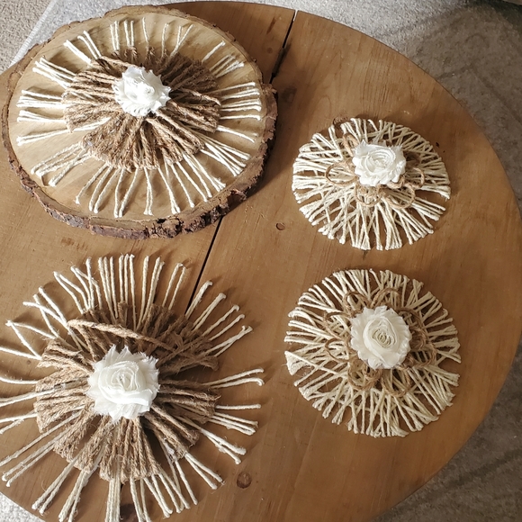 Set of 4 Wall Decor Handmade with Jute - Picture 2 of 8